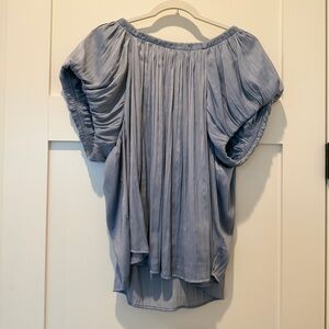 Anthropologie Blue Puff Sleeve Bubble Blouse